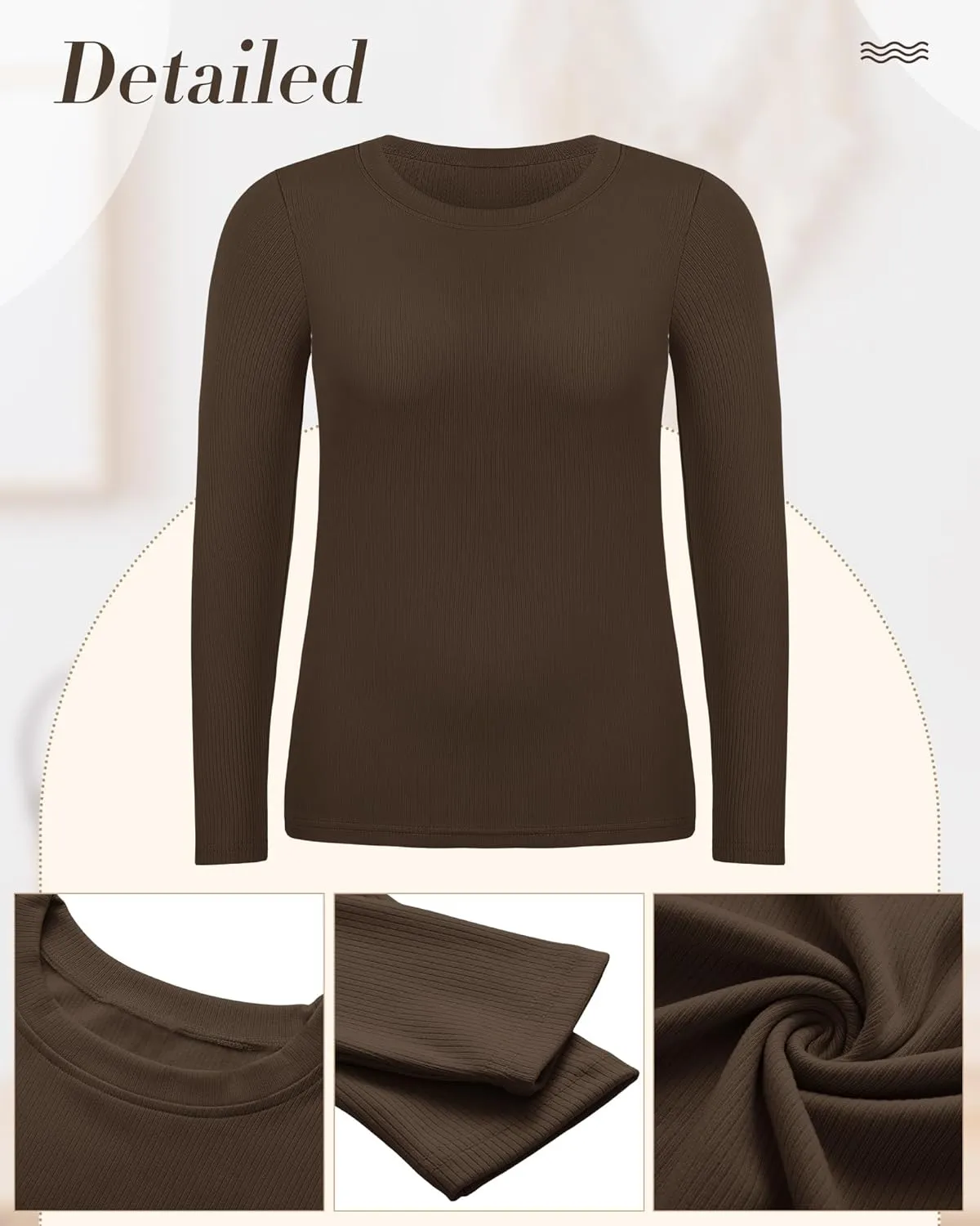 3 Pack Plus Size Thermal Shirts for Women Long Sleeve Ribbed Knit Underwear Tops Base Layer Tee