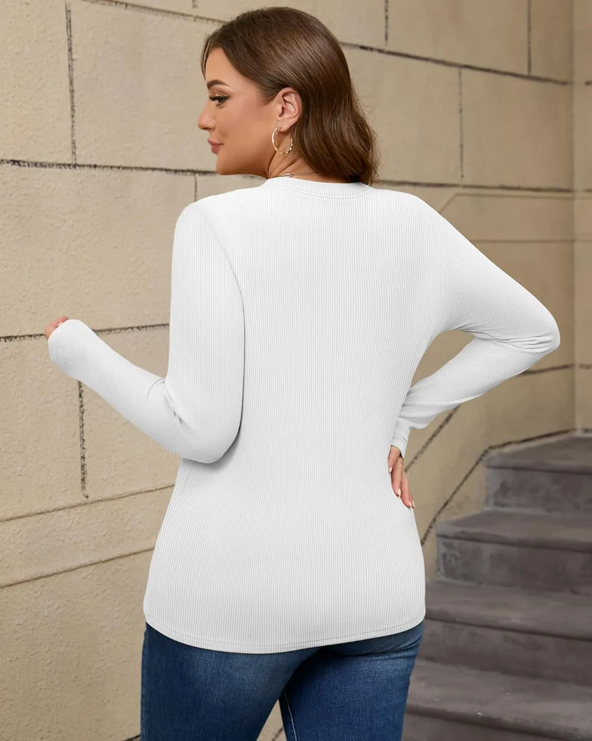 3 Pack Plus Size Thermal Shirts for Women Long Sleeve Ribbed Knit Underwear Tops Base Layer Tee