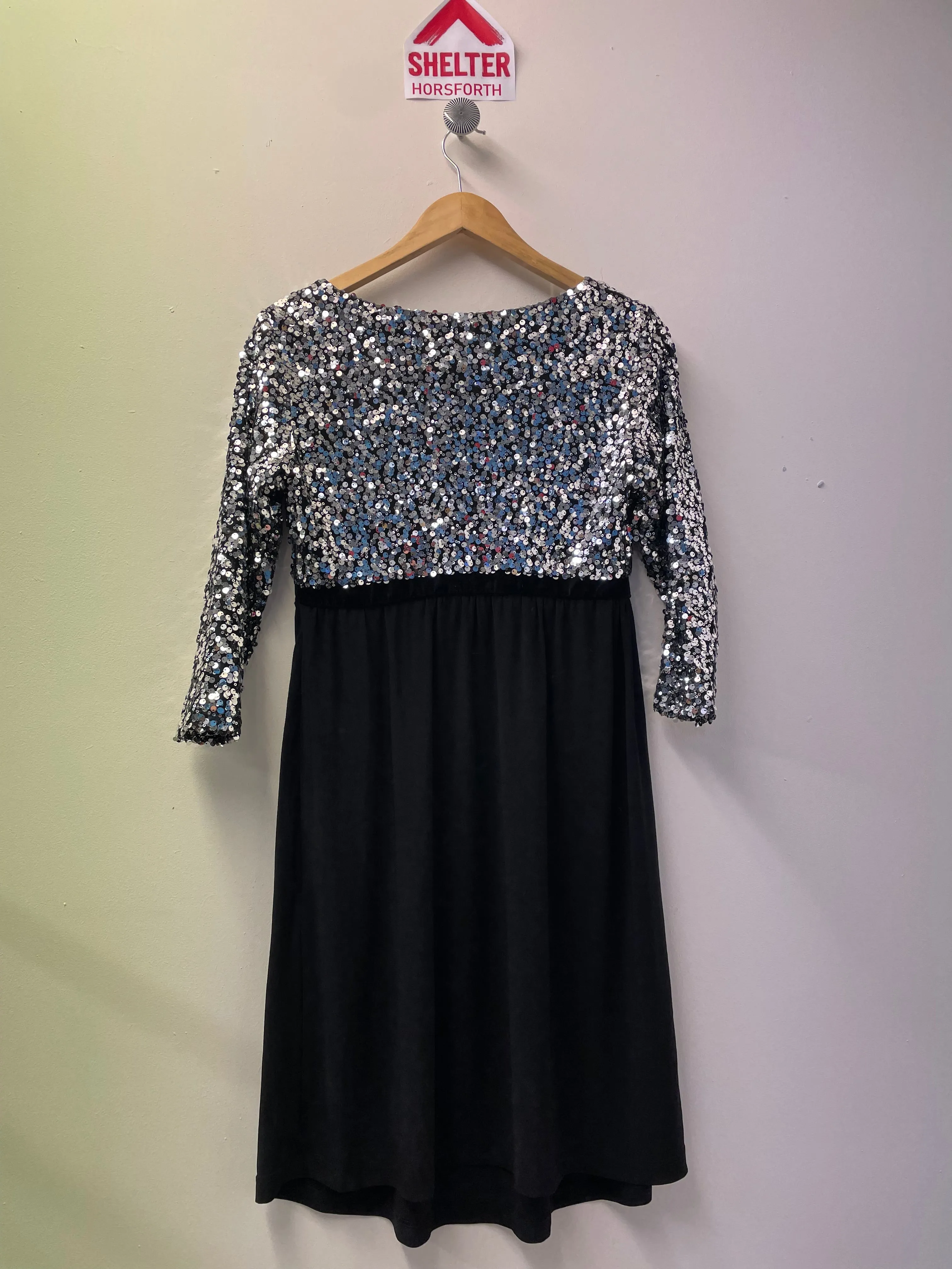 BNWT JoJo Maman Bebe Maternity Dress Black Sequins Size 10