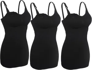 iloveSIA 3Pcs Women's Maternity Nursing Tank Tops for Breastfeeding, Maternity Cami with Built in Bra, Adjustable Straps
