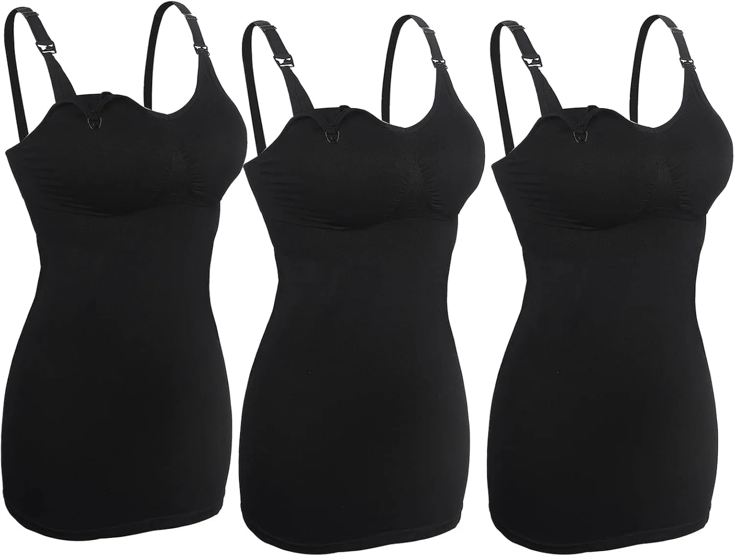 iloveSIA 3Pcs Women's Maternity Nursing Tank Tops for Breastfeeding, Maternity Cami with Built in Bra, Adjustable Straps