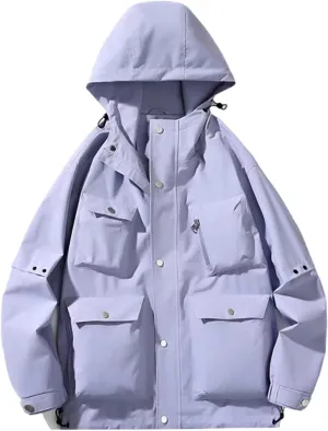 Lightweight Fashion Men's Solid Color Outdoor Hiking Windproof Waterproof Long Sleeve Hooded Casual Outwear Jackets