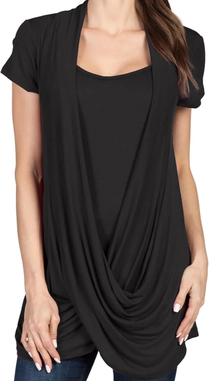 Maternity Shirt Nursingwear - Side Ruched Breastfeeding Shirt Criss Cross Top with Cami | Nursing Tops