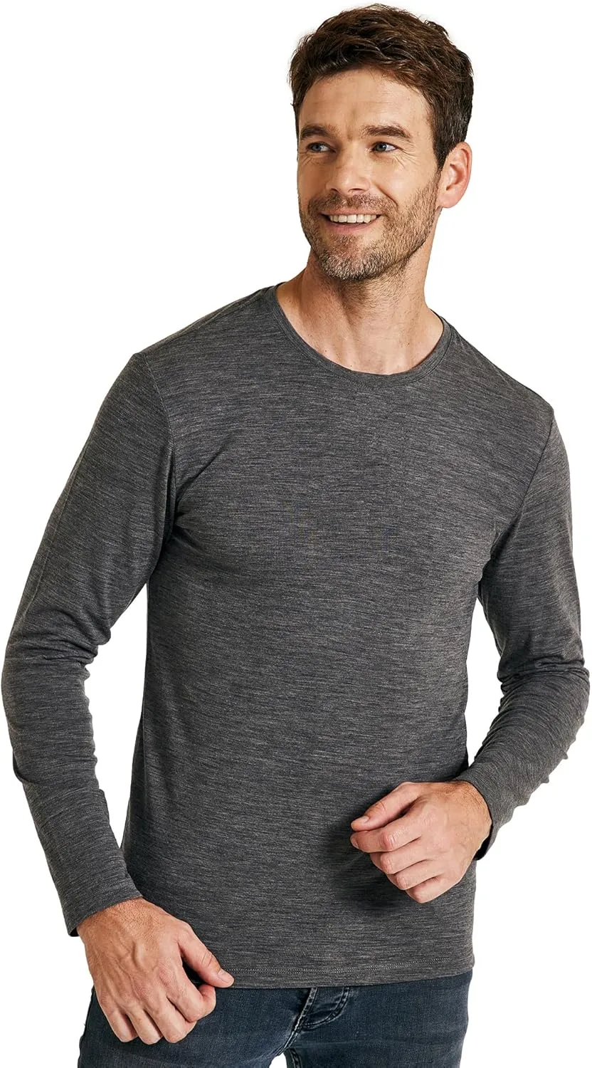 METARINO Men's Merino Wool Base Layer Merino Wool Long Sleeve Shirt for Skiing,Hiking,Cycling,Sports