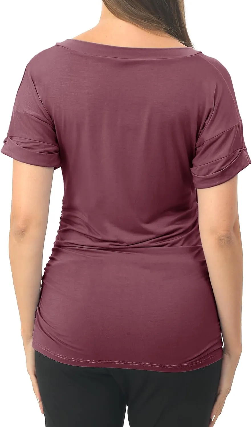 SUNNYBUY 3 Pack Womens Maternity Tops Side Ruched Maternity Shirts Pregnancy Clothes V Neck