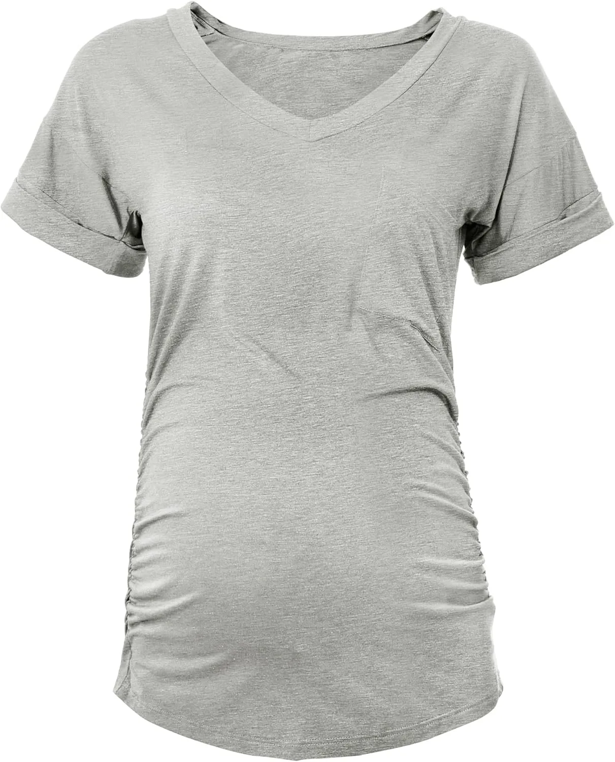 SUNNYBUY 3 Pack Womens Maternity Tops Side Ruched Maternity Shirts Pregnancy Clothes V Neck