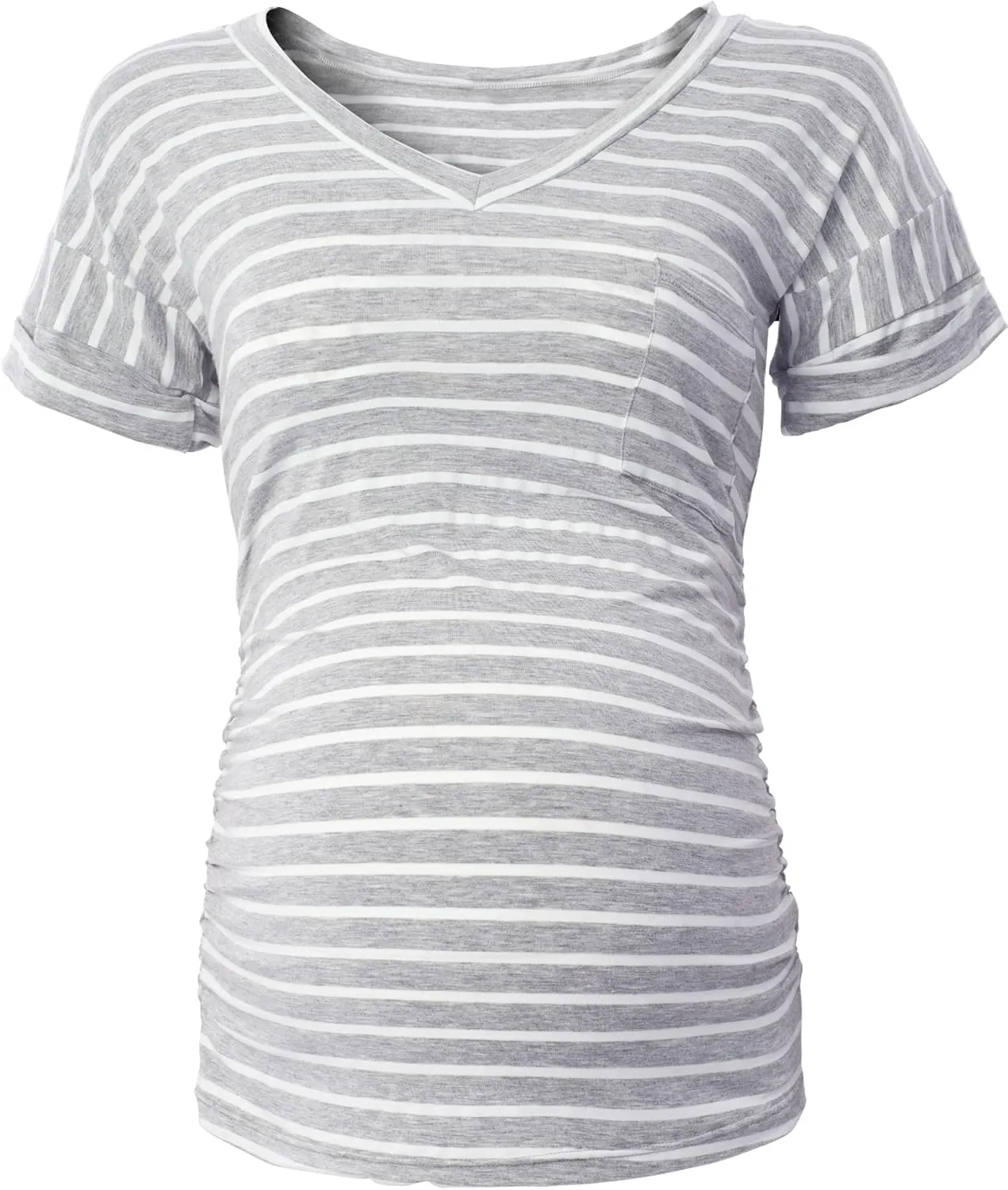 SUNNYBUY 3 Pack Womens Maternity Tops Side Ruched Maternity Shirts Pregnancy Clothes V Neck