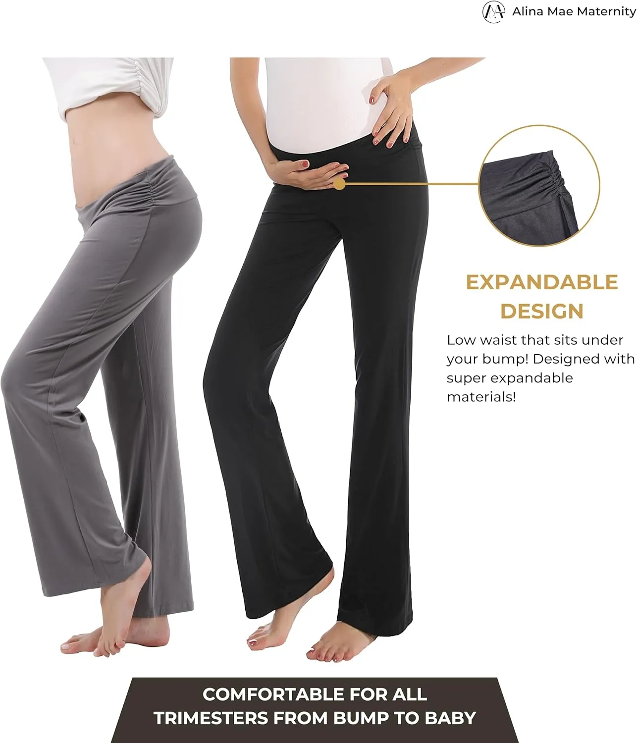 Women Maternity Pajama Pant Stretchy Comfy Wide Soft Palazzo Elastic Pregnancy Lounge Casual PJs
