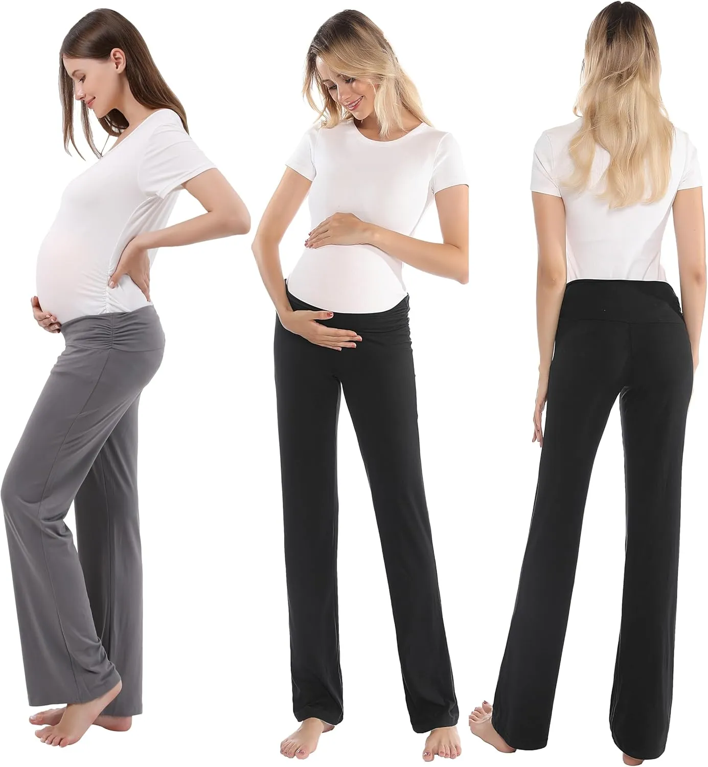 Women Maternity Pajama Pant Stretchy Comfy Wide Soft Palazzo Elastic Pregnancy Lounge Casual PJs
