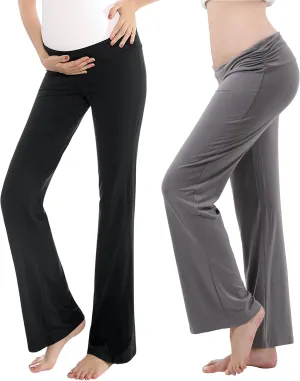 Women Maternity Pajama Pant Stretchy Comfy Wide Soft Palazzo Elastic Pregnancy Lounge Casual PJs